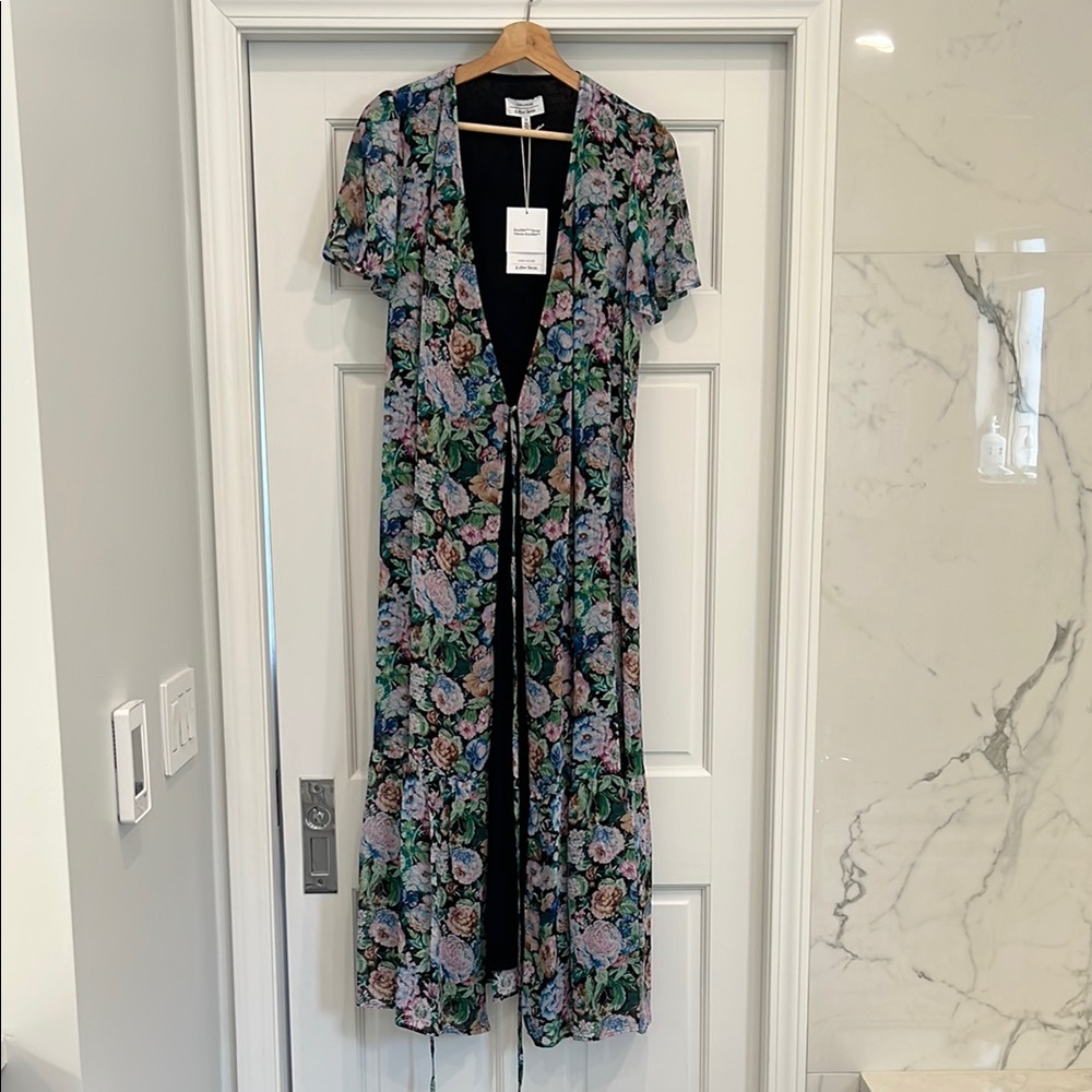 & Other Stories Size 4 Blue Green Tie Front Maxi Dress